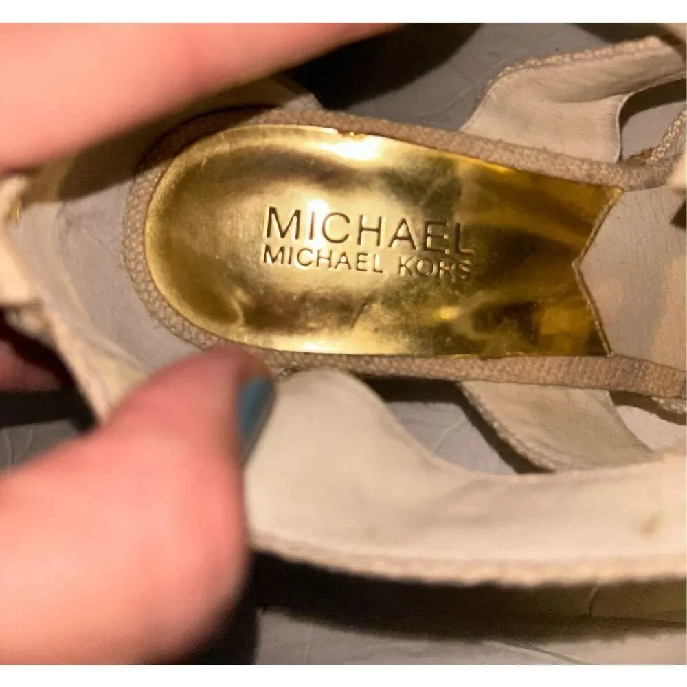 Michael Kors Womens Berkley Cream Wedge Espadrille Sandal Shoes Size 7 - Picture 6 of 6